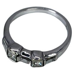 Antique Diamond Ring 14kt White Gold Princess Diamond Ring Baguette Diamond Ring