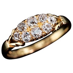 Antique Diamond Ring 18K Gold Two Row Boat Shape - Victorian Birmingham 1897
