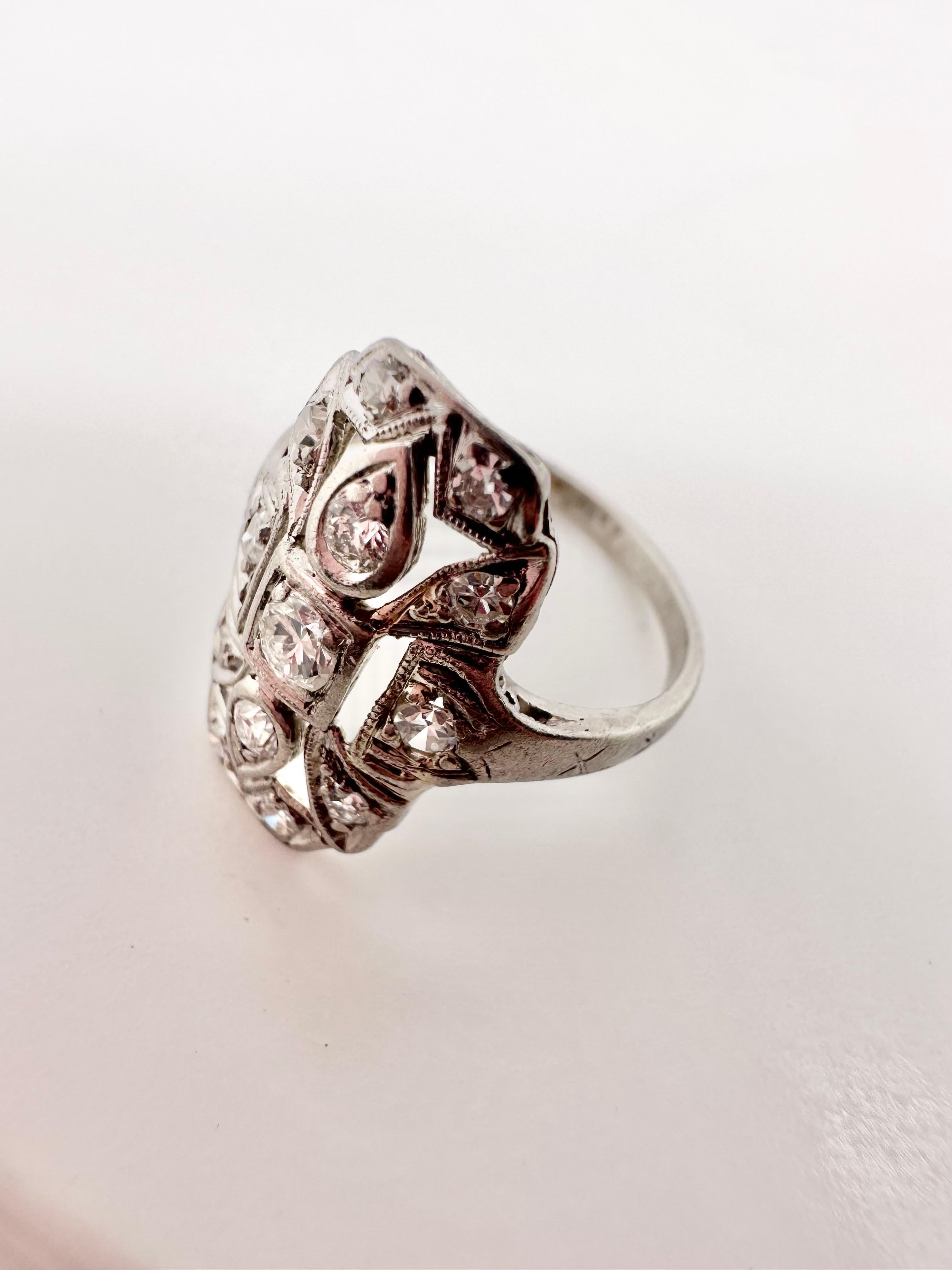 Men's Antique Diamond Ring 18KT white gold For Sale