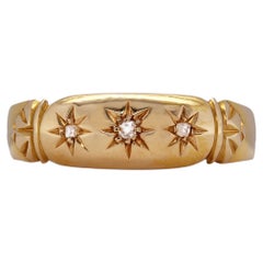 Antique Diamond Ring, British Hallmarked Chester 1902, 18K Yellow Gold