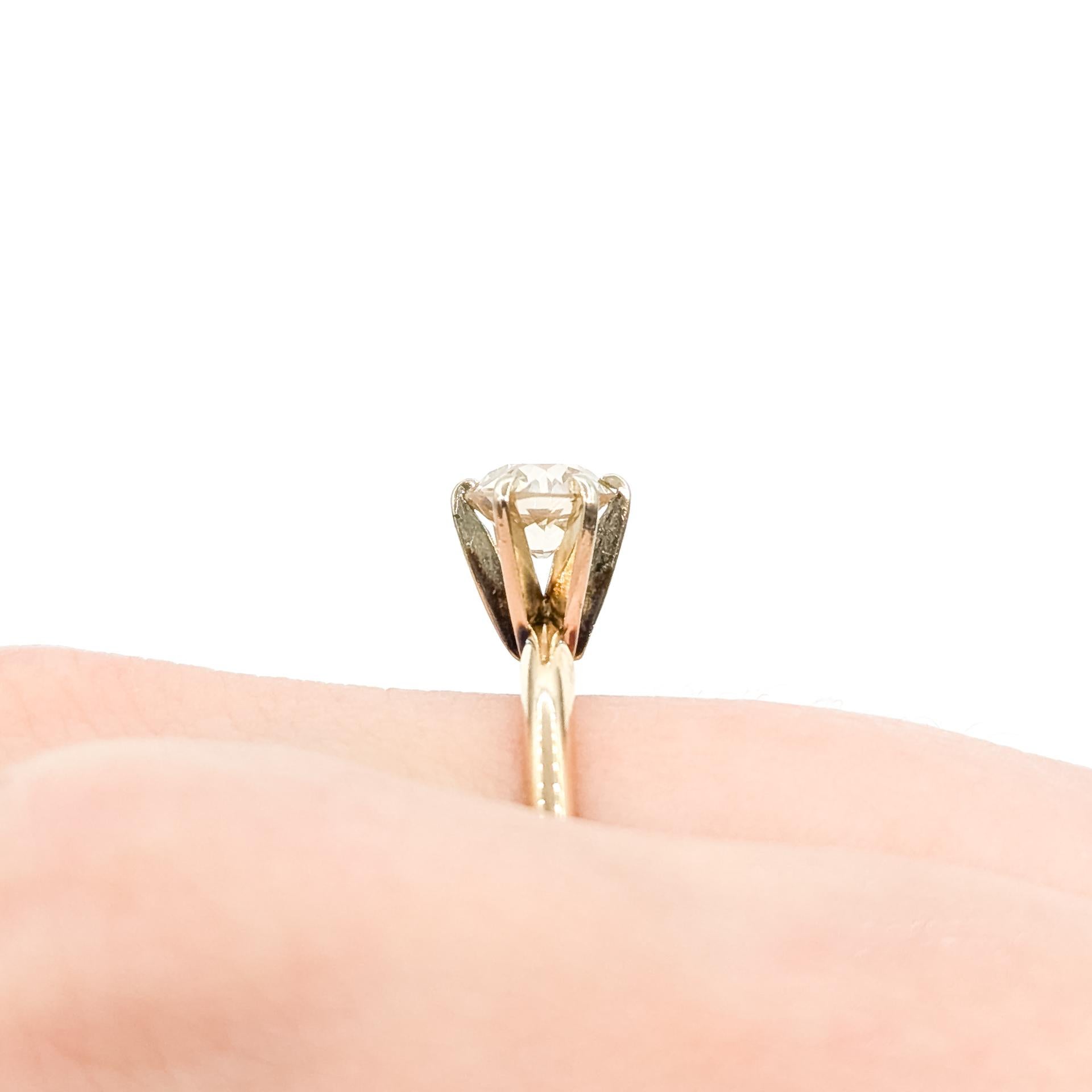 Taille vieille Europe Bague ancienne en or jaune 14k avec diamant en vente