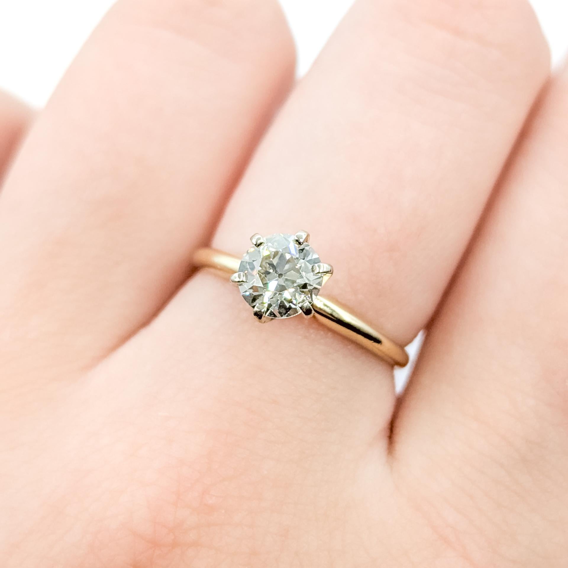 Bague ancienne en or jaune 14k avec diamant Excellent état - En vente à Bloomington, MN