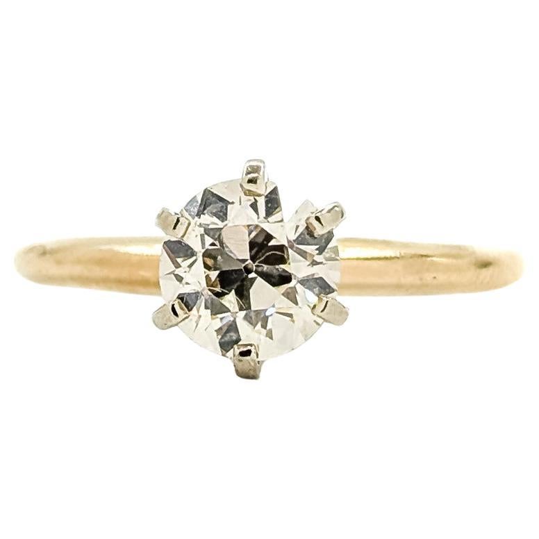 Anello con diamante antico in oro giallo 14k