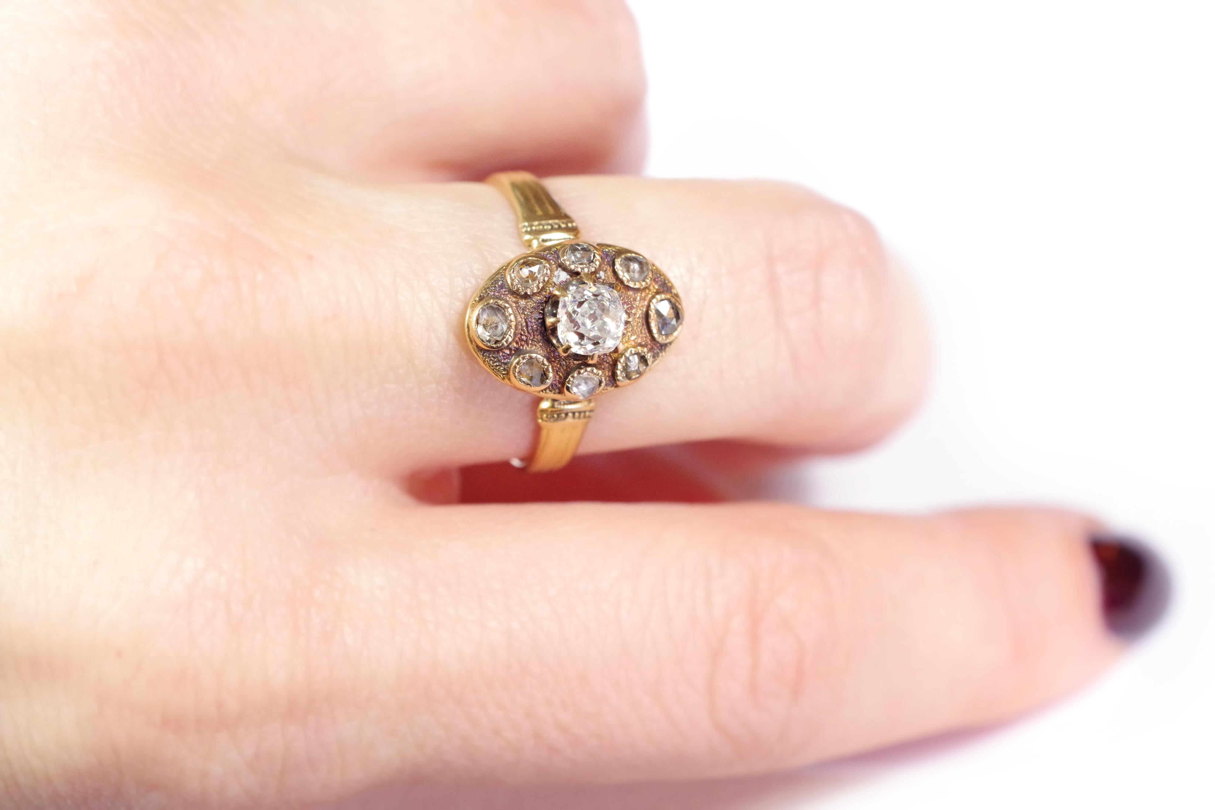 Antique diamond ring in rose gold, navette ring, wedding ring 5