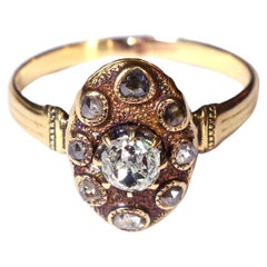 Antique diamond ring in rose gold, navette ring, wedding ring