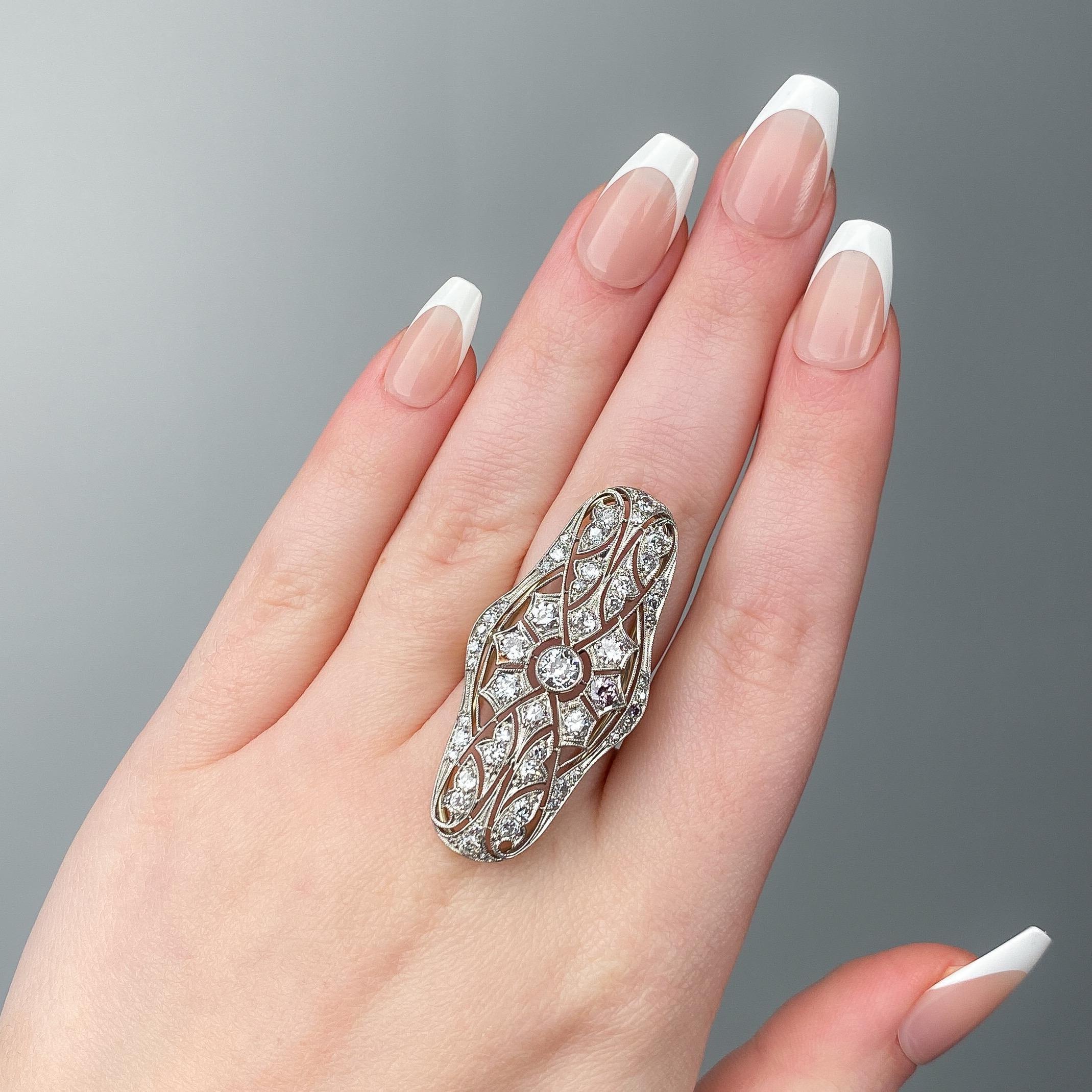 Women's Antique Diamond Ring of Platinum and 14k Gold For Sale
