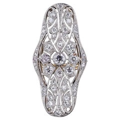 Antique Diamond Ring of Platinum and 14k Gold