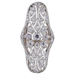 Anello con diamante antico in platino e oro 14k
