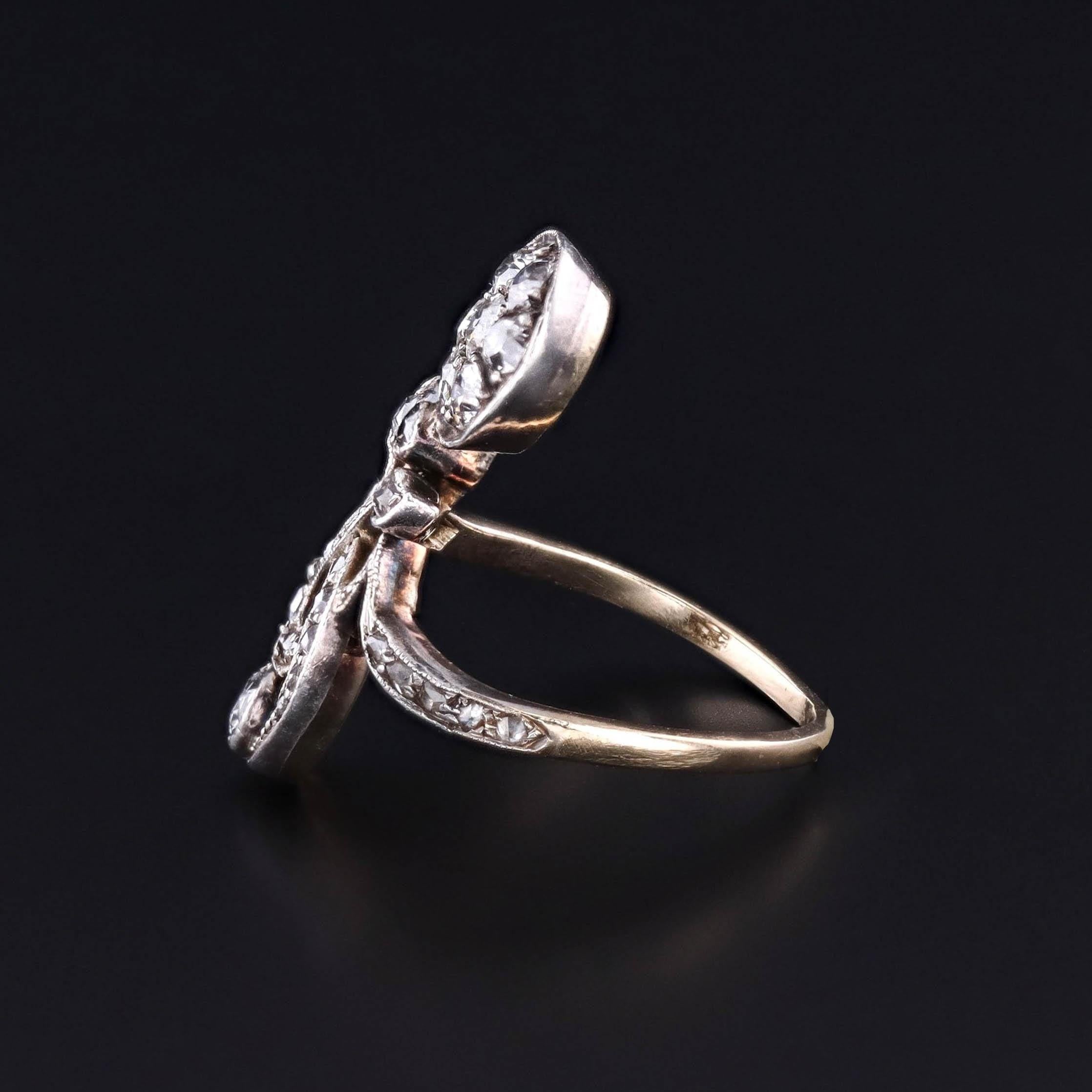 Old Mine Cut Antique Diamond Ring of Silver Topped 14k Gold For Sale