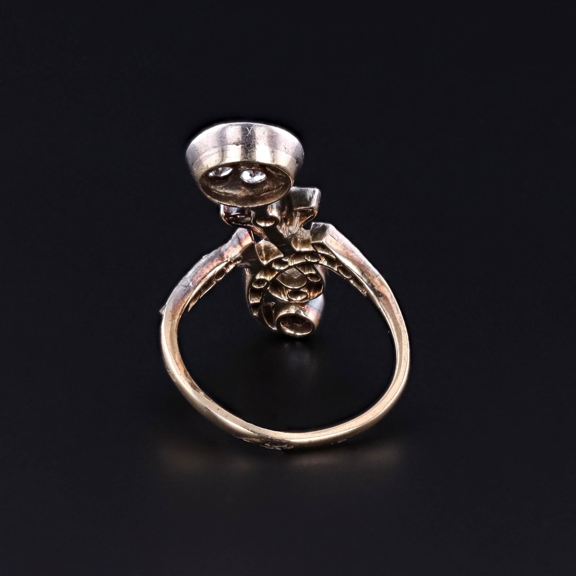 Antique Diamond Ring of Silver Topped 14k Gold In Good Condition For Sale In Lewisburg, PA