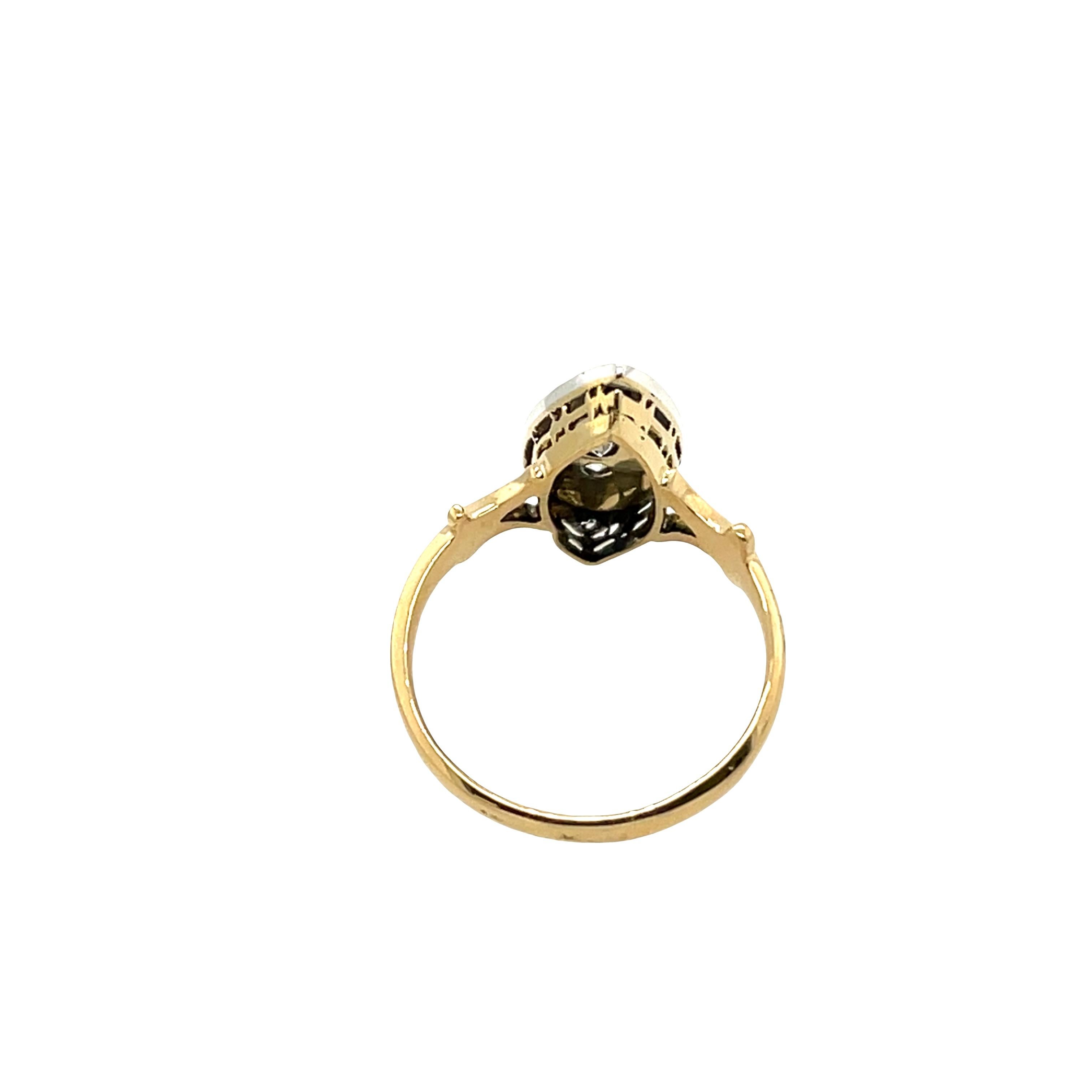 Antique Diamond Ring with Turquoise Enamel In 18ct Yellow and White Gold im Angebot 1