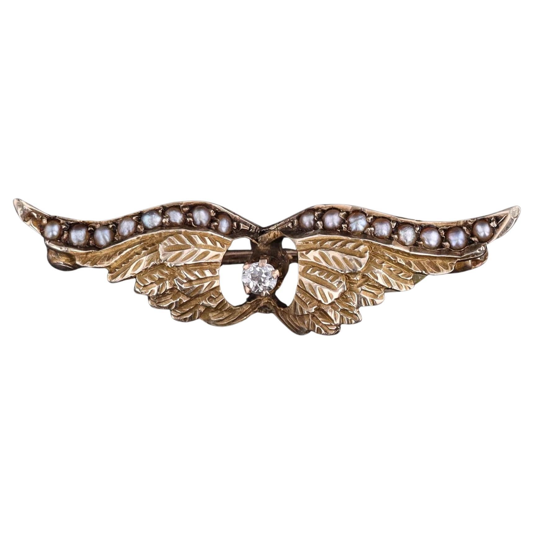 Antique Diamond Rings Brooch of 10k Gold