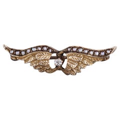 Antique Diamond Rings Brooch of 10k Gold