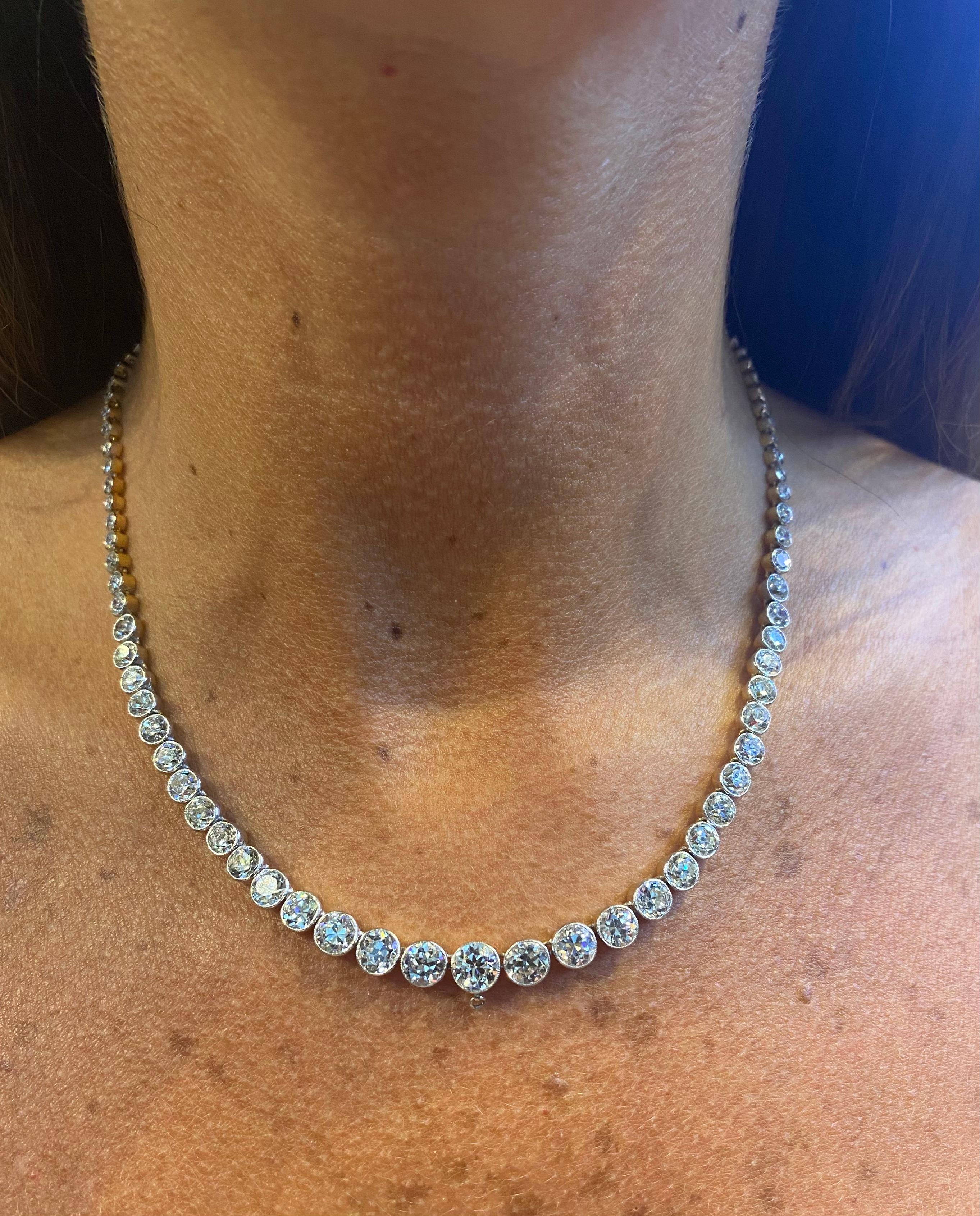 Antike Diamant Rivière Halskette im Zustand „Hervorragend“ im Angebot in New York, NY