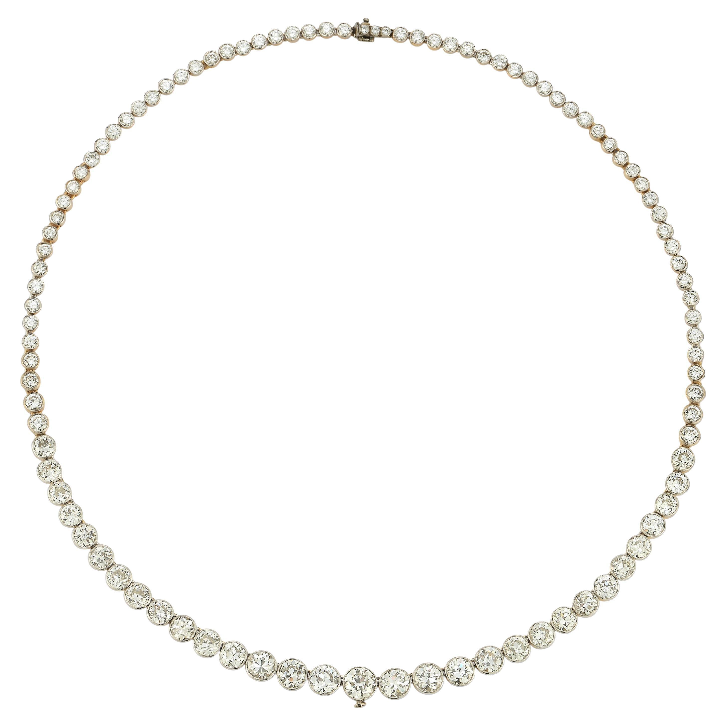 Antique Diamond Rivière Necklace For Sale