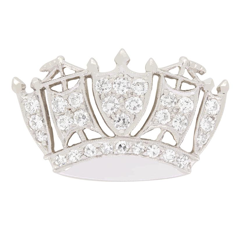 Art déco Broche en diamant de la Royal Navy Crown, c.1940s. en vente