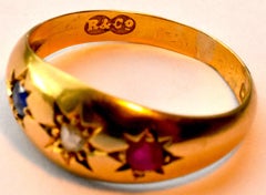 Antique Diamond Ruby and Sapphire Gypsy Ring