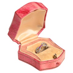 Antiker Diamant- und Rubin-Ring, Platin, abwechselnd Glieder, um 1920