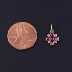 Antique Diamond & Ruby Charm  Antique Pin Conversion