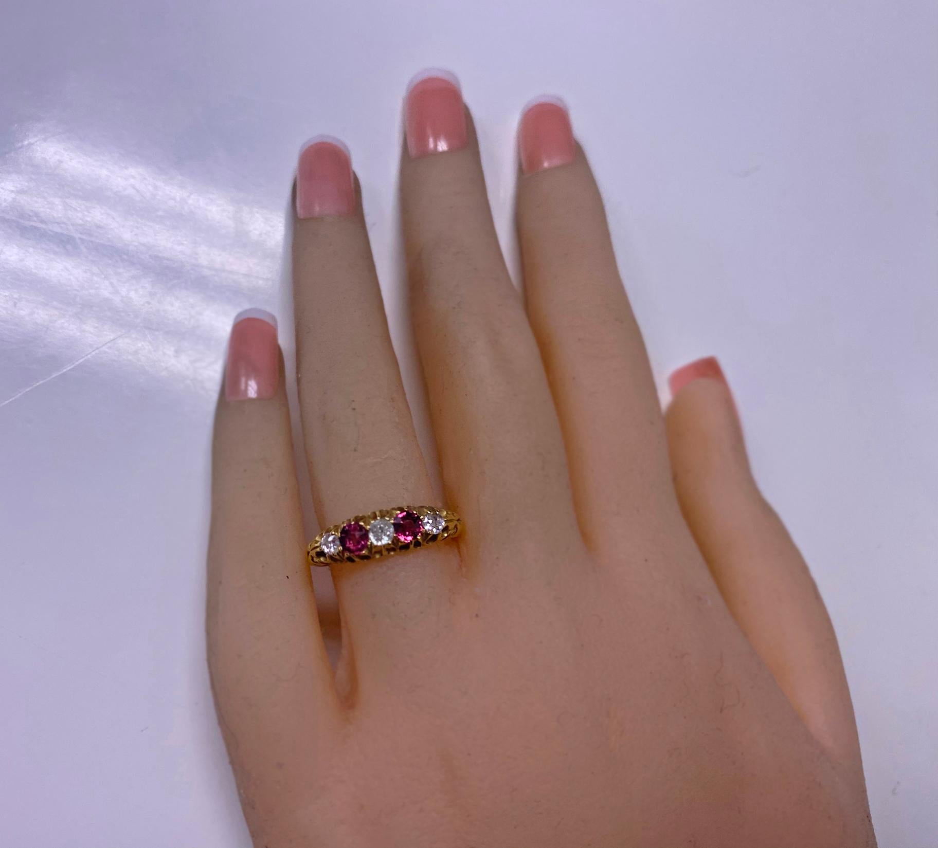 Antique Diamond Ruby Gold Ring 2