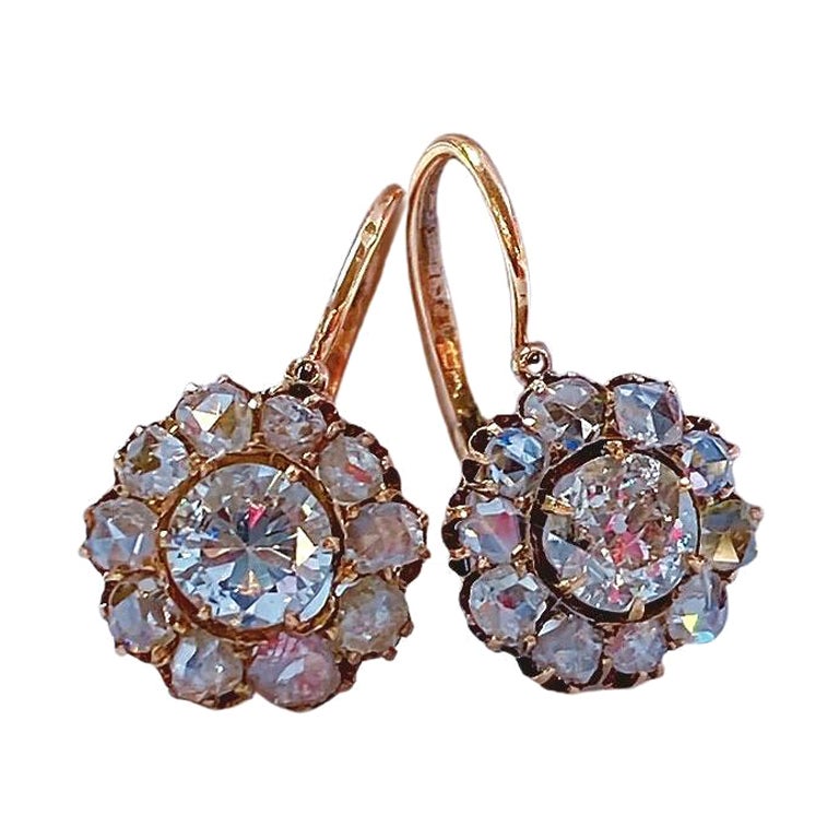 Antike russische Goldohrringe mit Diamanten