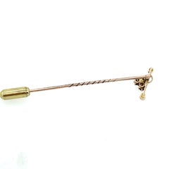 Antique Diamond Sapphire Pearl Stick Pin in 15ct Yellow Gold
