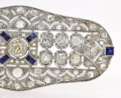 Antike Diamant- und Saphirbrosche aus Platin