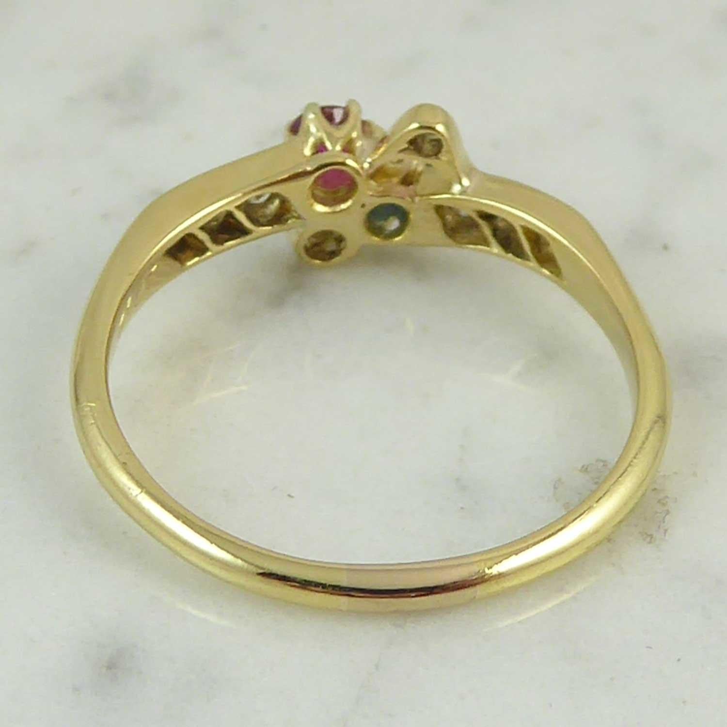 Edwardian Antique Diamond, Sapphire, Ruby Patriotic Ring, circa 1915