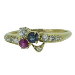 Antique Diamond, Sapphire, Ruby Patriotic Ring, circa 1915
