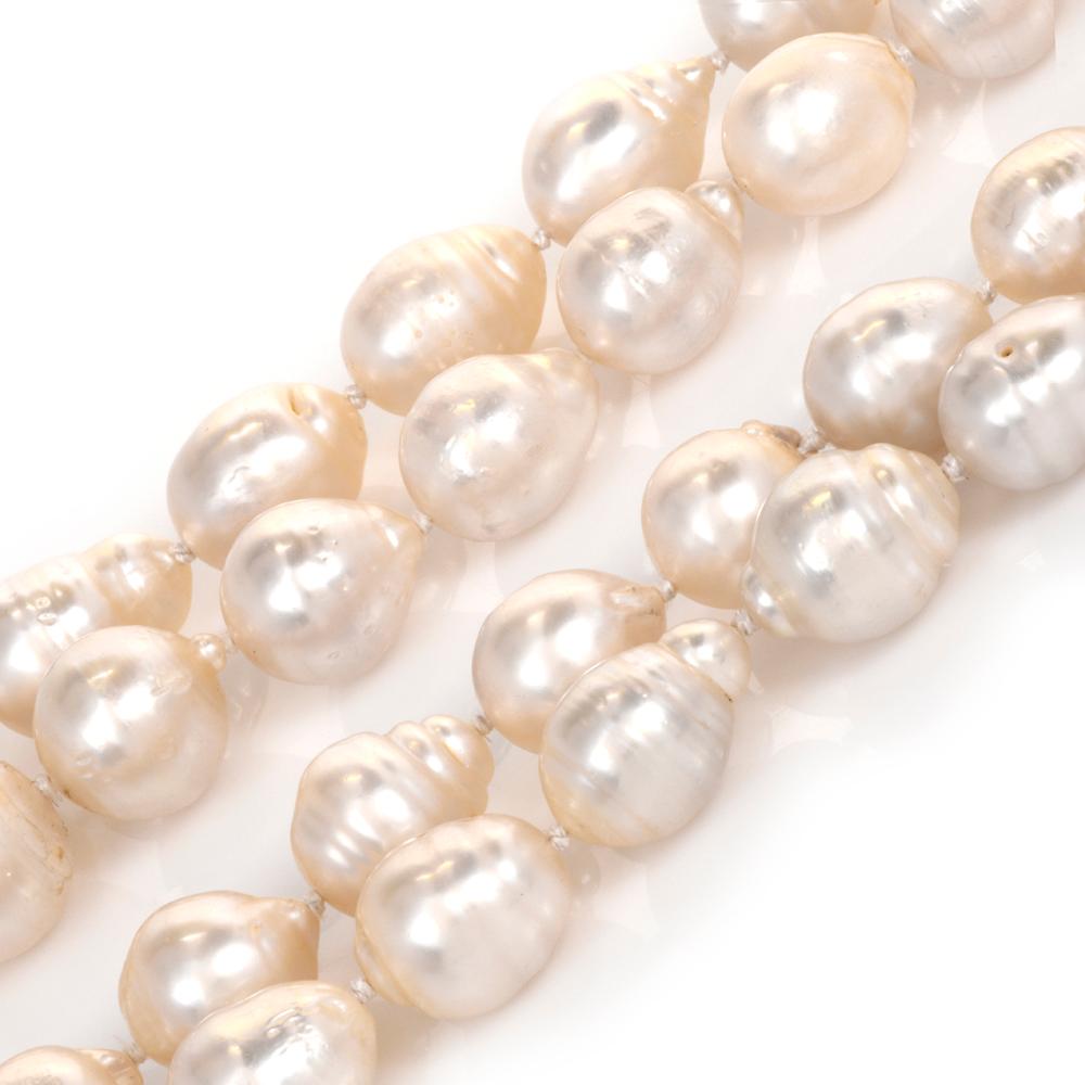 Women's or Men's Antique Diamond Sapphire South Sea Pearl Strand Pendant Necklace