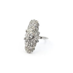 Antique Diamond Scalloped Ring in Platinum