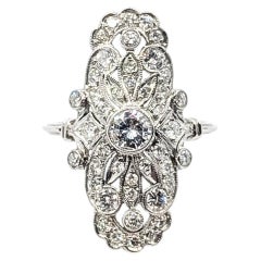 Antique Diamond Scalloped Ring in Platinum