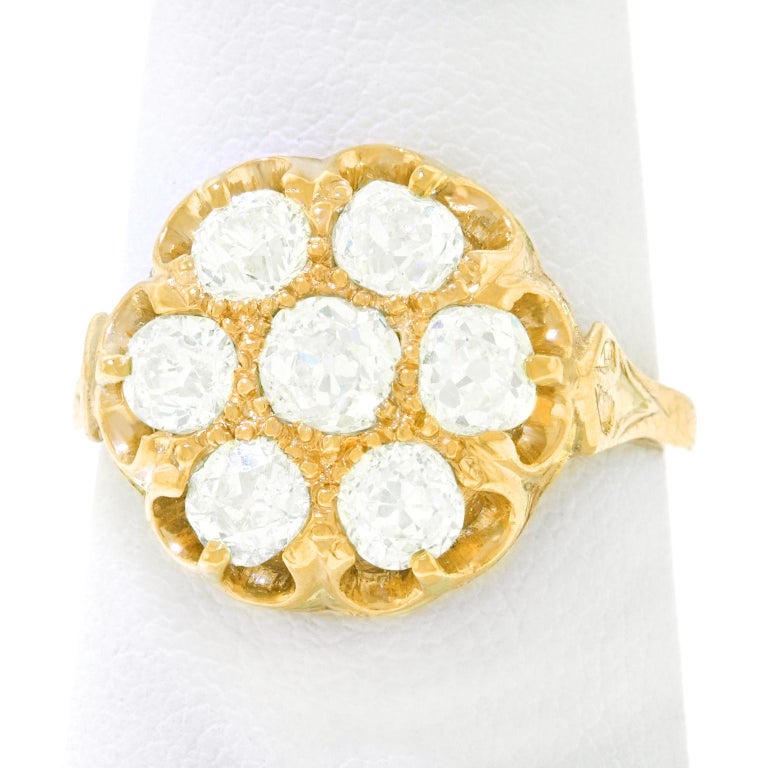 Antique Diamond Set Candlelight Gold Ring For Sale at 1stDibs