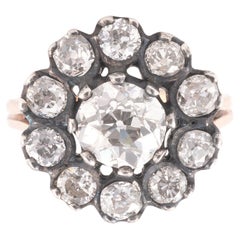 Antique Diamond Set Cluster Floral Ring