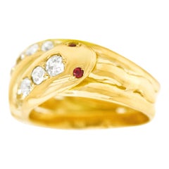 Antique Diamond Set Double Snake Ring