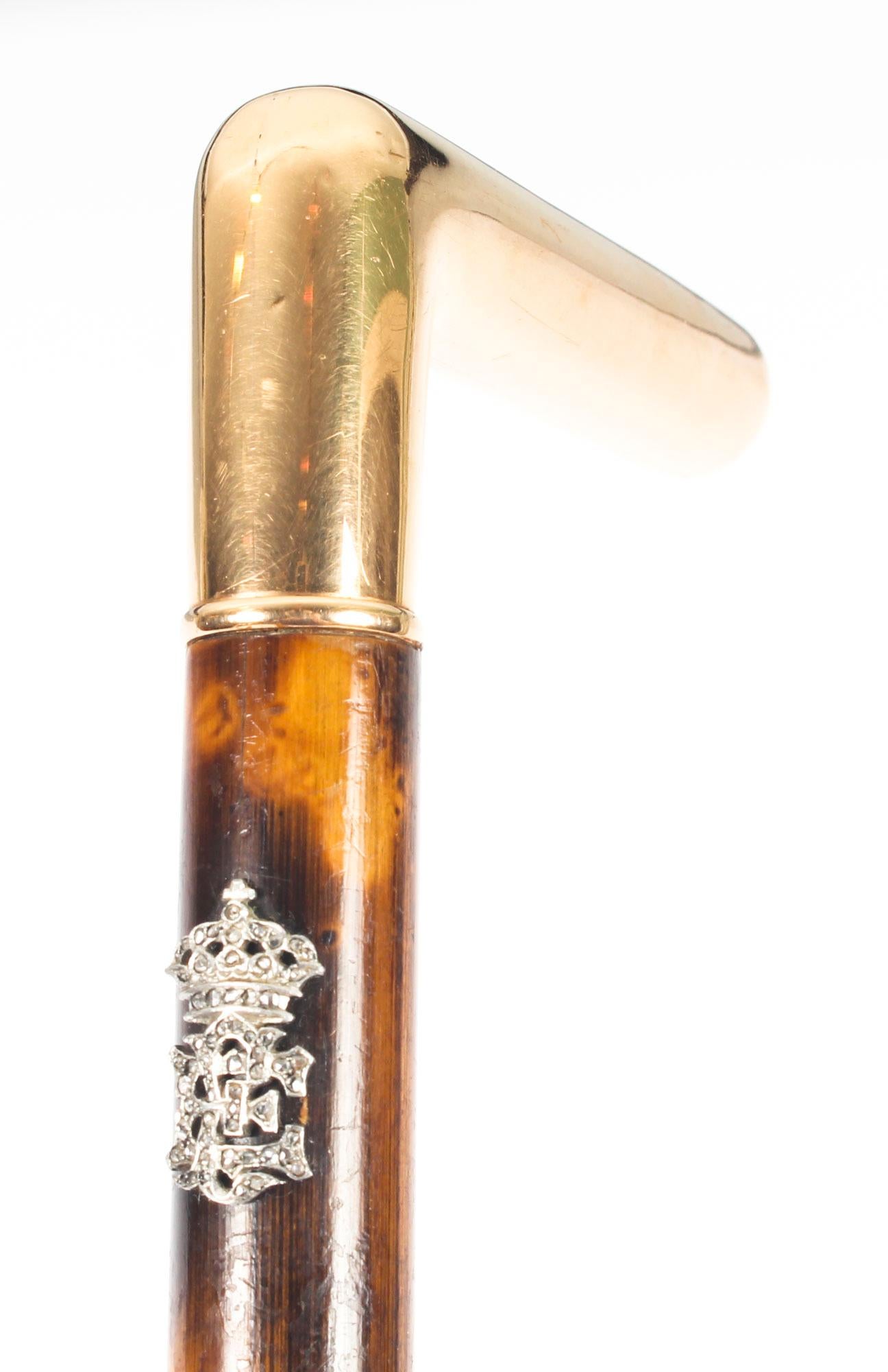 Antique Diamond Set & Gold Mounted Gentleman's Walking Stick, 19th Century 8