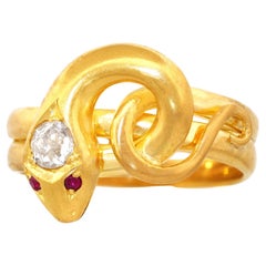 Antique Diamond-set Snake Ring 18k c1880s