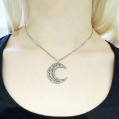 Antique Diamond, Silver and Gold Crescent Pendant, Circa 1890