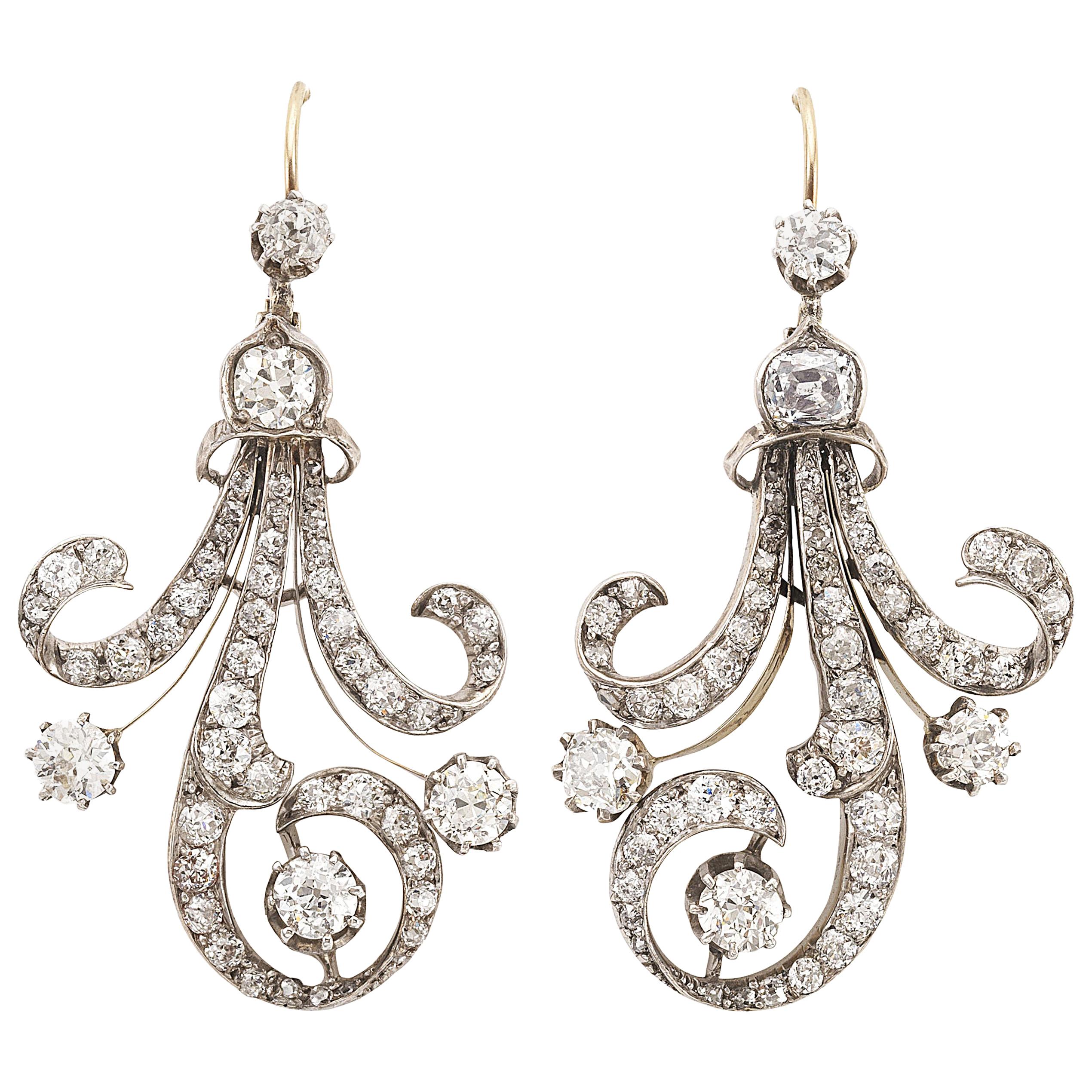 Luminous Antique Diamond Gold Earrings at 1stDibs antique diamond earrings