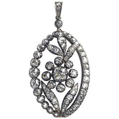 Antique Diamond, Silver and Gold Flower Pendant, Circa 1880 Antique Diamond, Silver and Gold Flower Pendant, Circa 1880