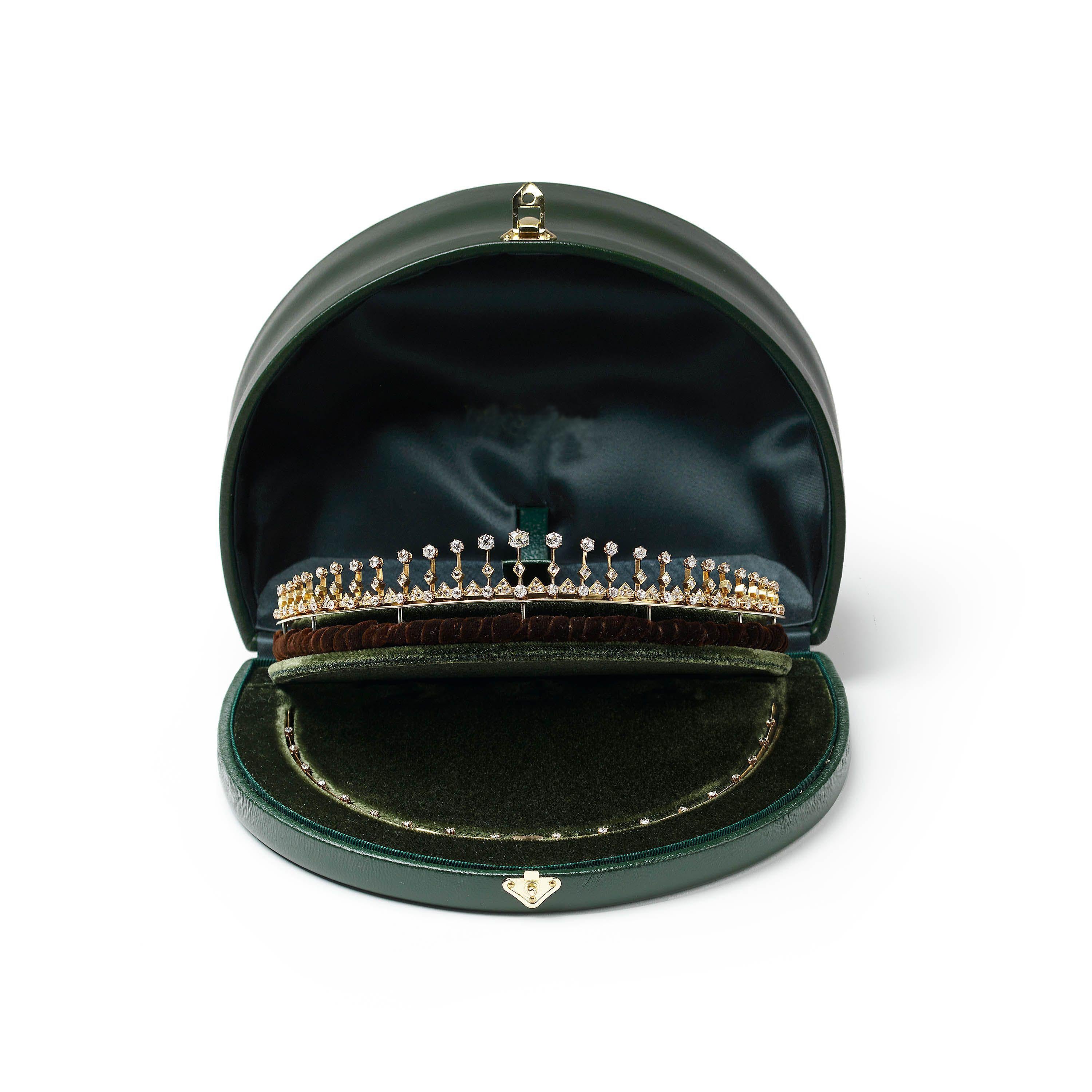Antike Diamant-Tiara-Halskette aus Silber und Gold mit Fransen, um 1880 5
