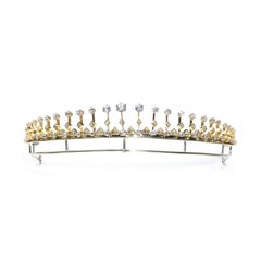 Antique Diamond Silver and Gold Fringe Tiara Necklace, Circa 1880
