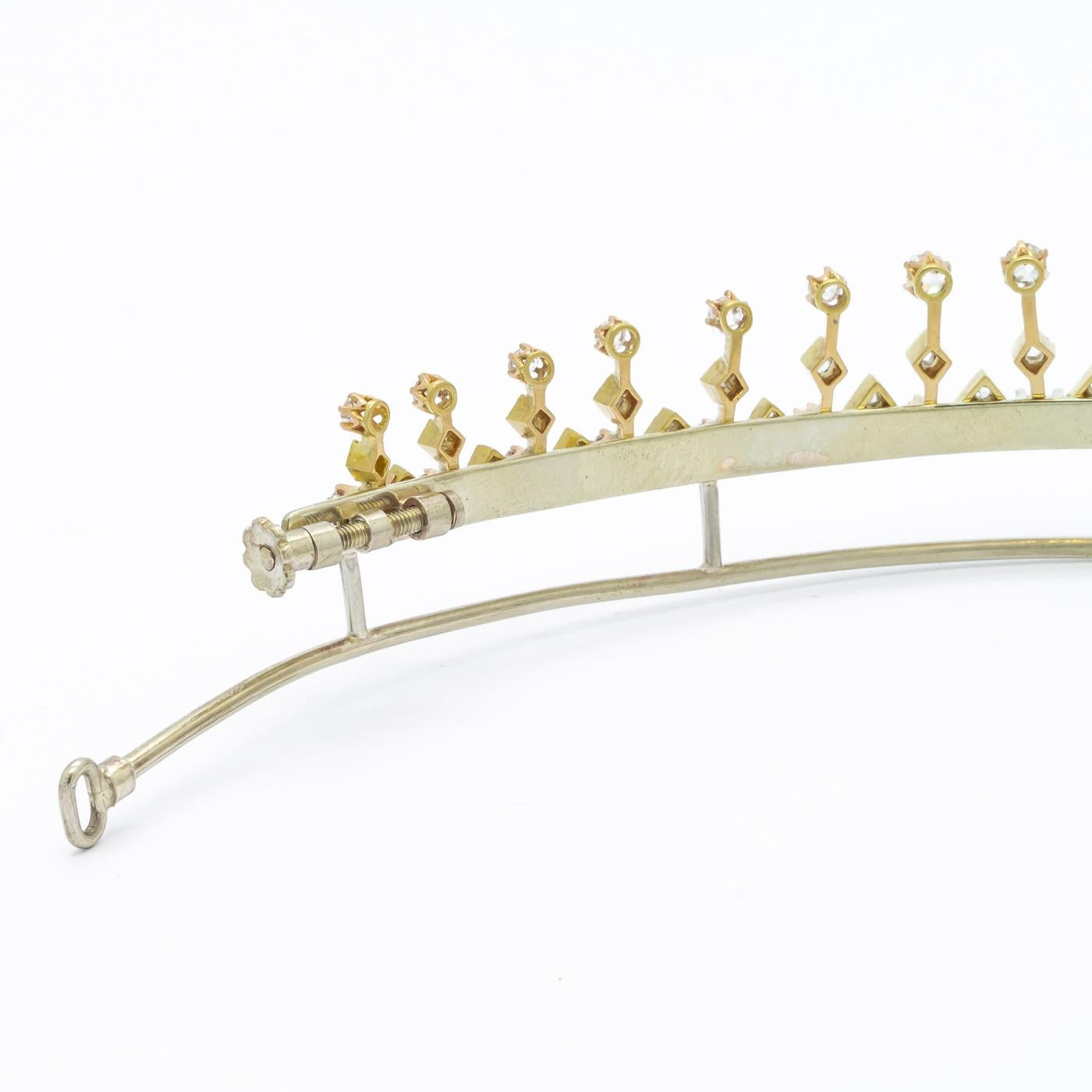 Antique Diamond Silver and Gold Fringe Tiara Necklace, Circa 1880 2