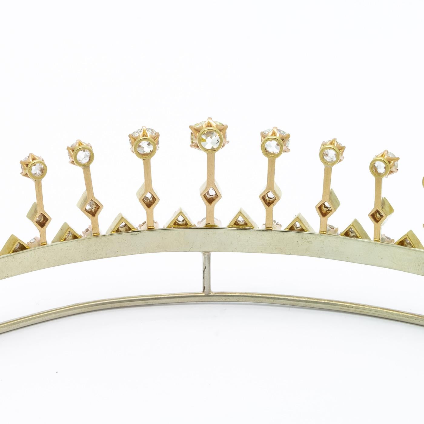 Antique Diamond Silver and Gold Fringe Tiara Necklace, Circa 1880 4