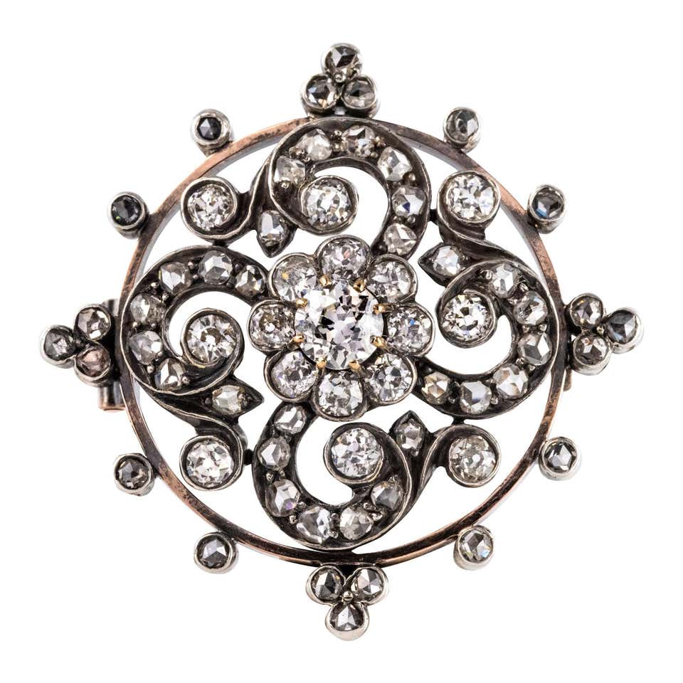 Antique Empress Elisabeth Diamond Cipher Gold Brooch For Sale At antique-empress-elisabeth-diamond-cipher-gold-brooch-for-sale-at