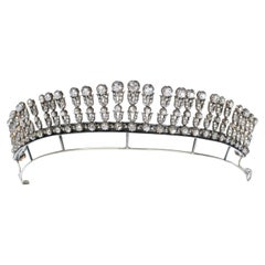 Antike Diamant-Silber-Upon-Gold-Tiara-Halskette, 35,44 Karat, um 1900