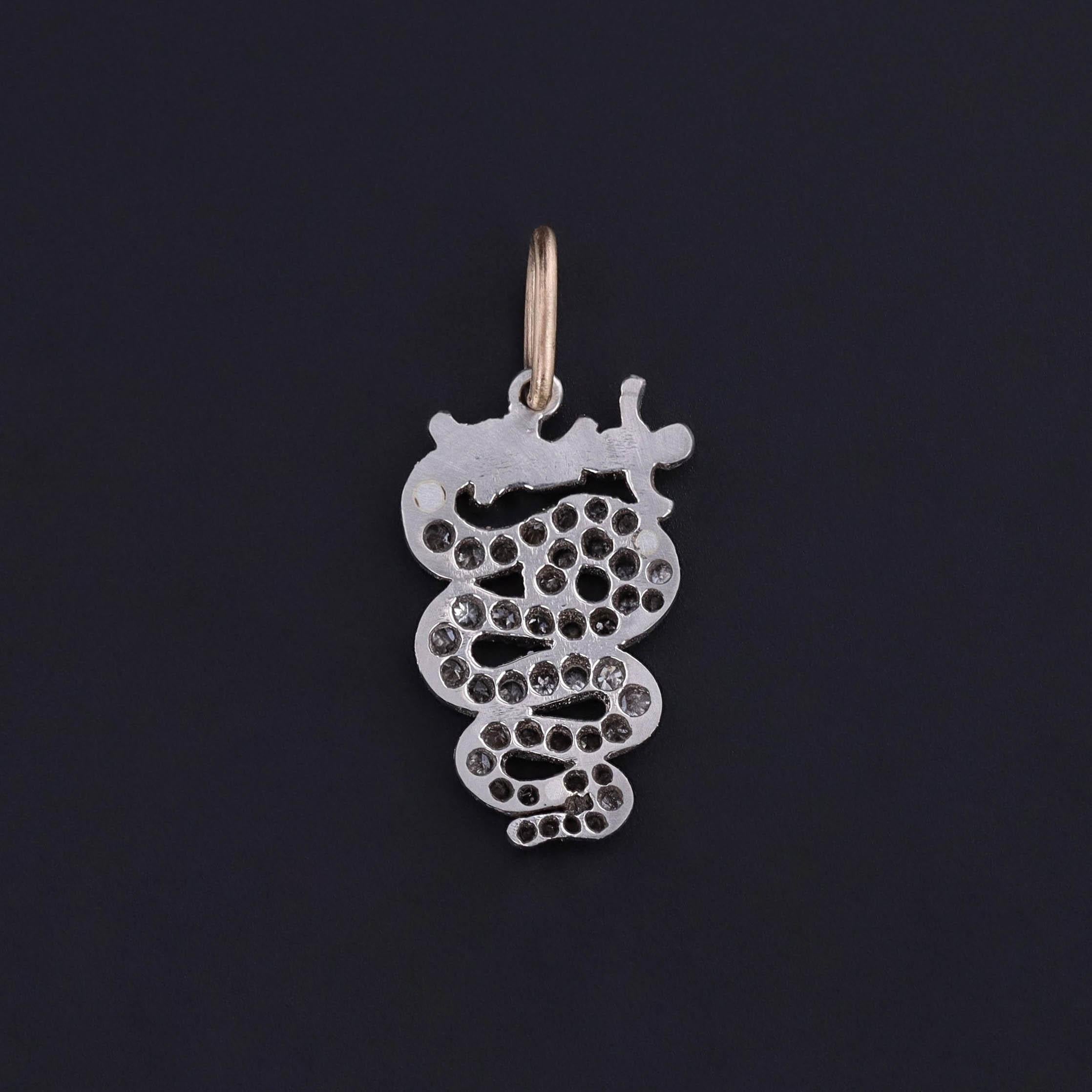 Edwardian Antique Diamond Snake Charm of Platinum For Sale