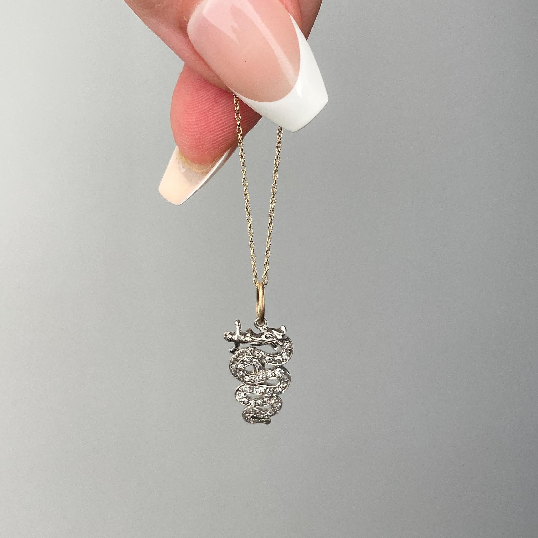 Antique Diamond Snake Charm of Platinum In Good Condition For Sale In Lewisburg, PA