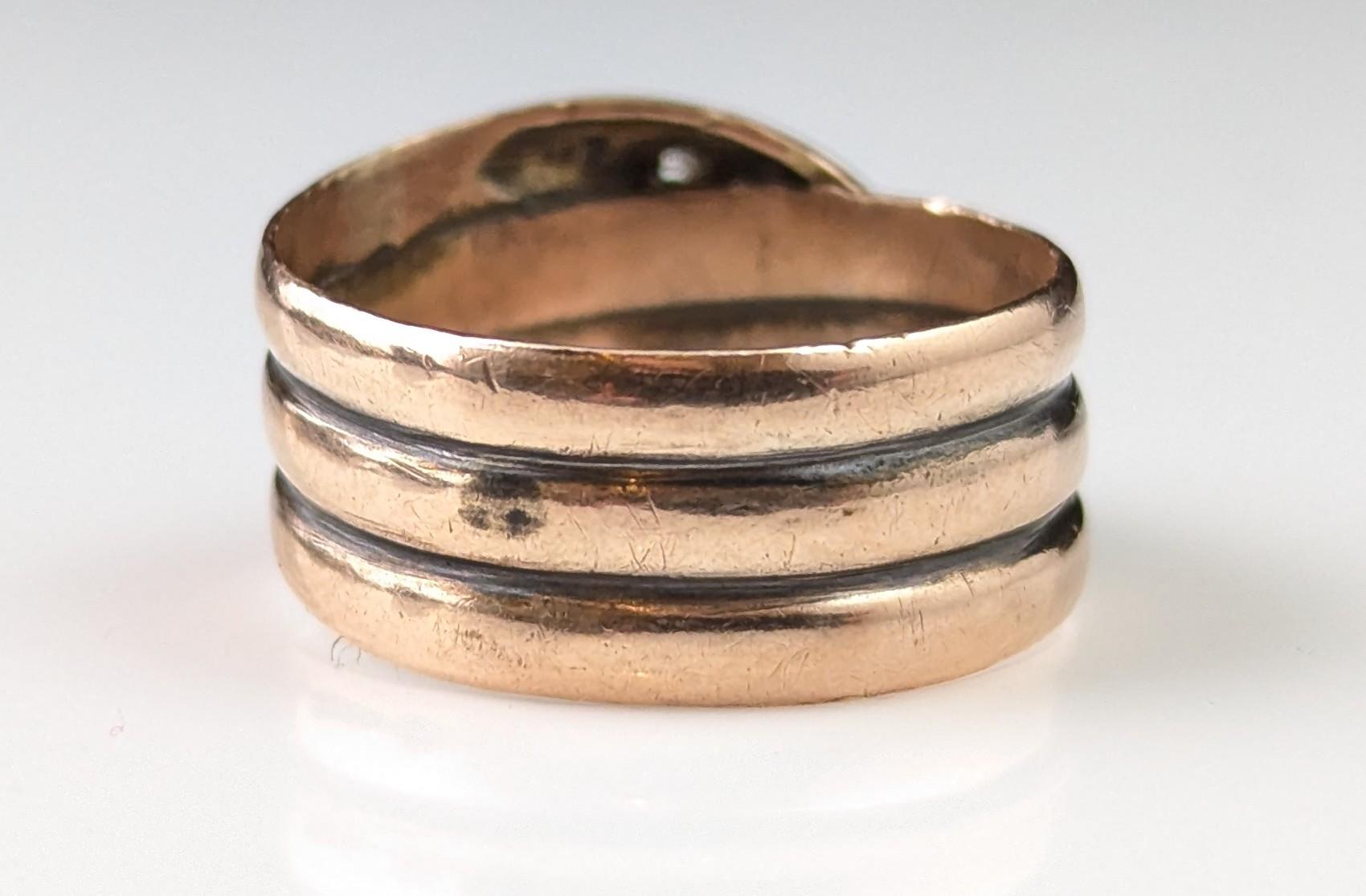 Antique Diamond snake ring, 9k rose gold For Sale 7