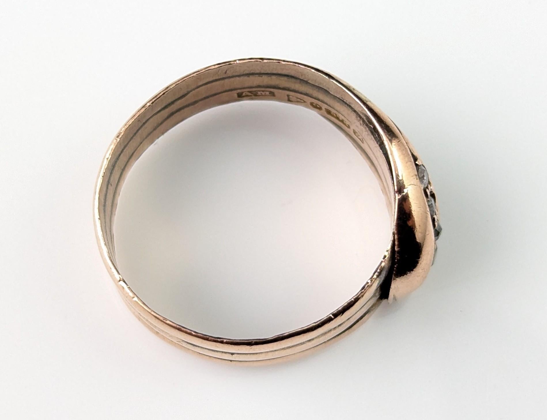 Antique Diamond snake ring, 9k rose gold For Sale 8